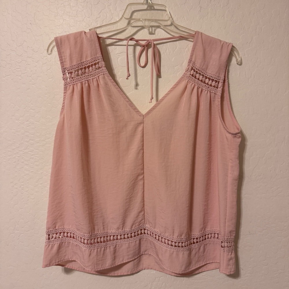 Harlowe & Graham Light Pink Crochet Blouse
